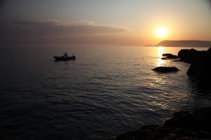 Lifestyle Sunset Crimea Brig Evinrude RIB Rigid inflatable Mountains Black sea Cruising